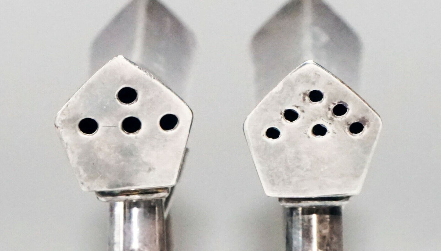 Pair Vintage Japanese Silver Gate Motif Salt & Pepper Shakers (MaH)