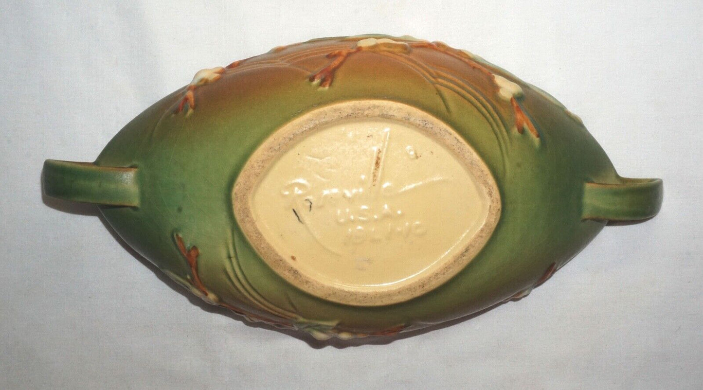 Vintage Roseville Pottery Snowberry Console Bowl -Shape 1BL2-10 Fern Green (NeW)
