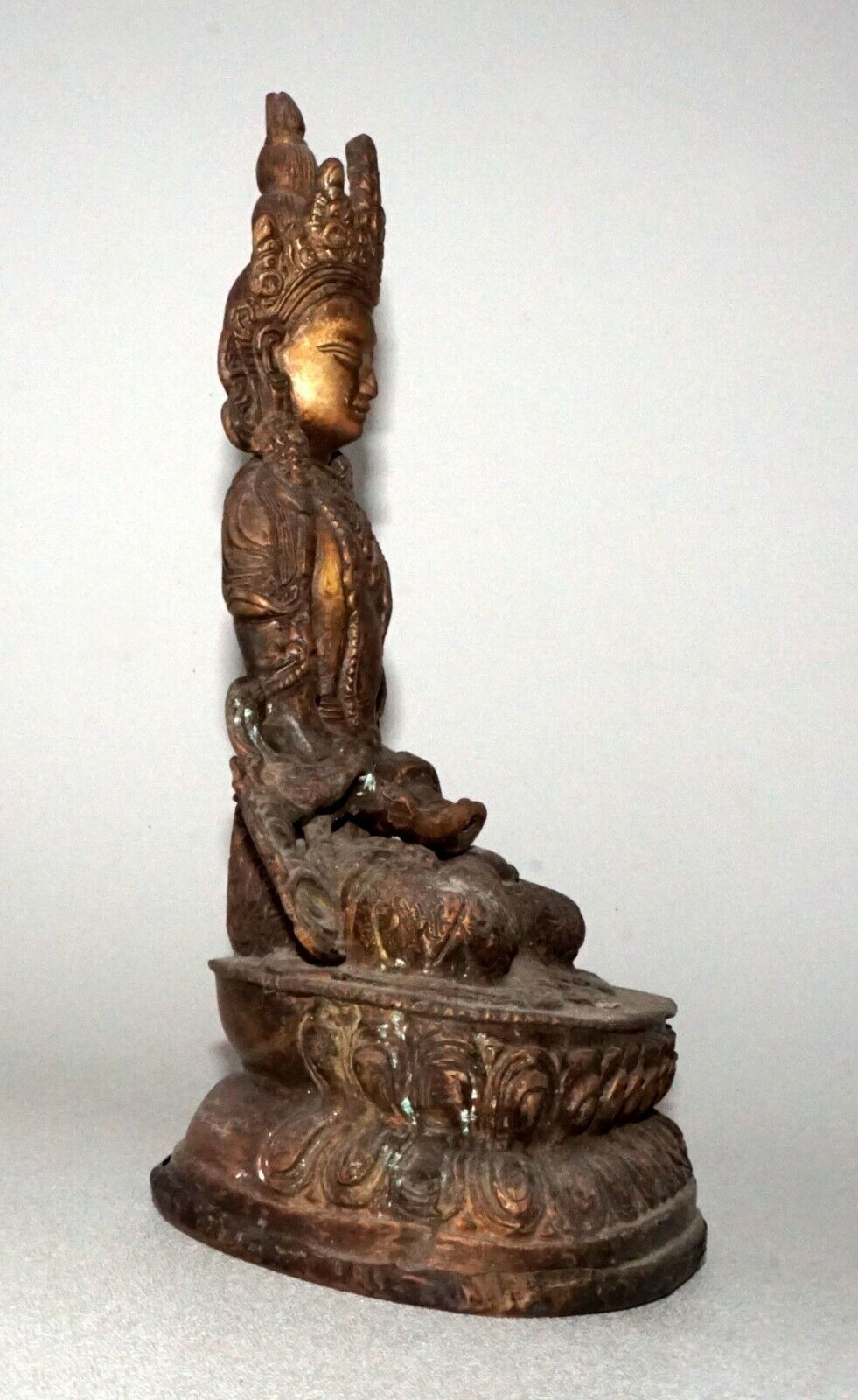 19/20C Nepalese Copper Seated Bodhisattva Buddhist Sculpture (NoN)