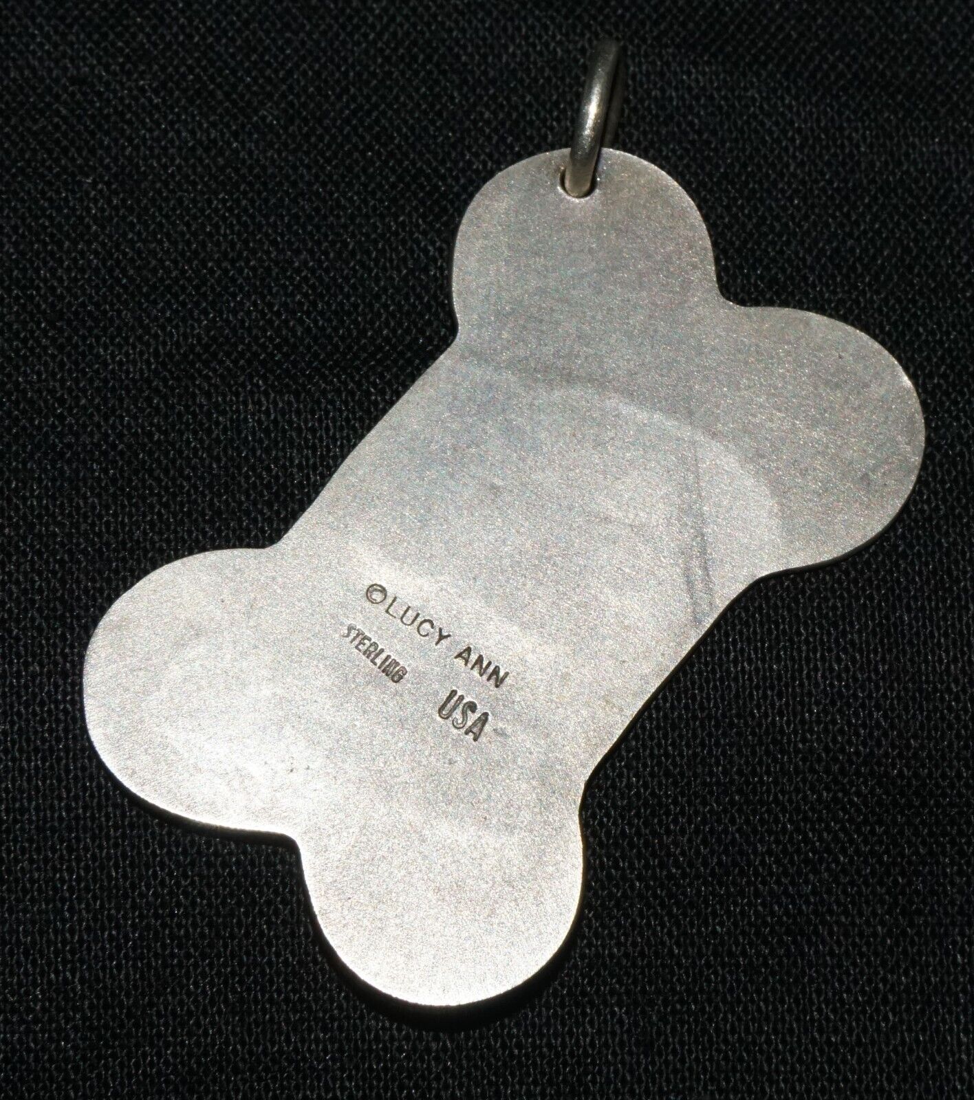 Vintage Sterling Silver Bone Design Dog Tag w. Kalua Name by Lucy Ann (OdC)