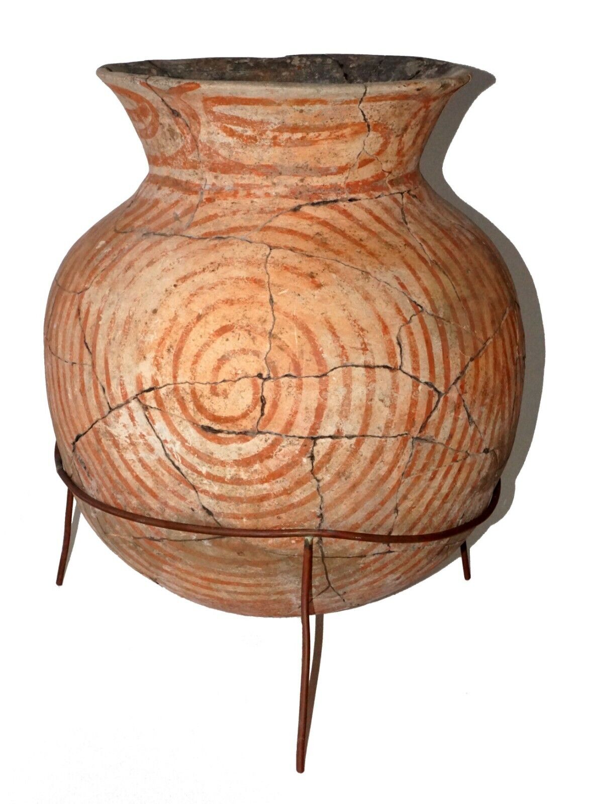 1600BCE Thai Ban Chiang Huge Chard Assembled Vessel w. Red Motifs (Mil) IC