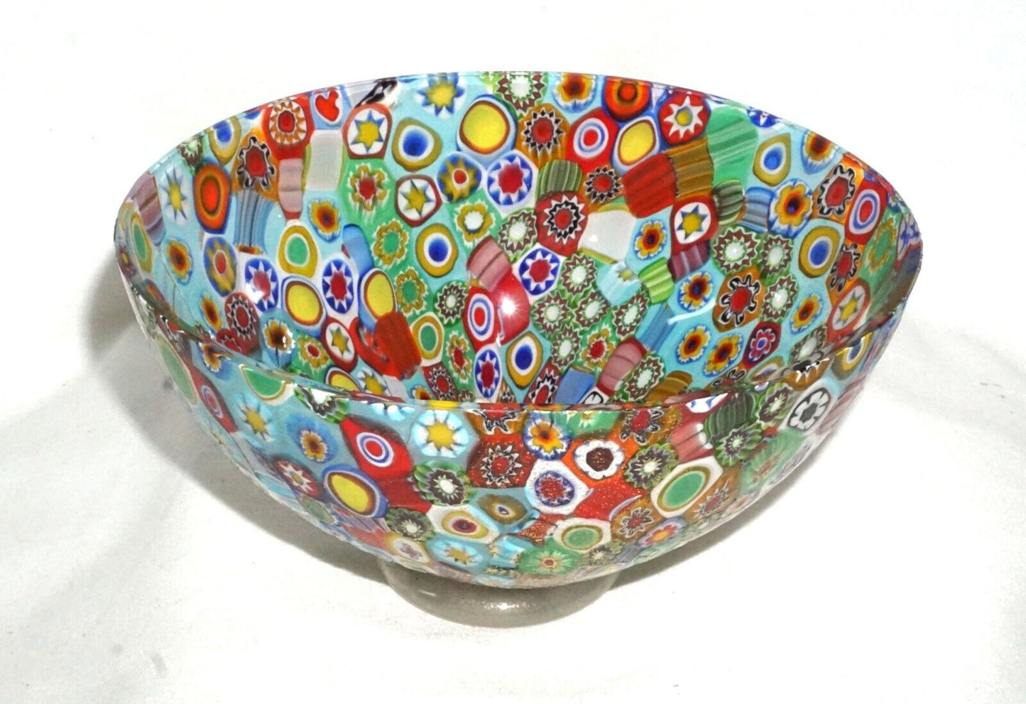 Vintage Italian Murano Millefiori Oval Footed Glass Bowl (MiM)