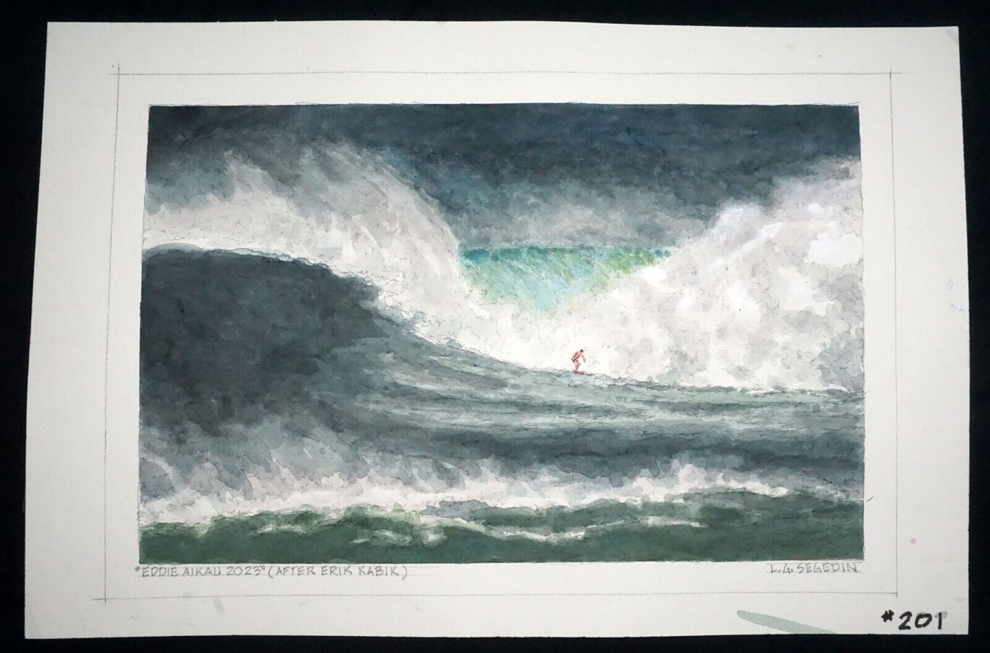 Hawaii Watercolor Painting Eddie Aikau Surf Contest 2023 by Larry Segedin #201