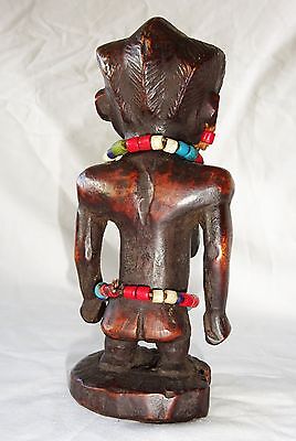 20CT Central African Tribal Ancestral Figure Carving w. Trade Bead Accents (Eic)