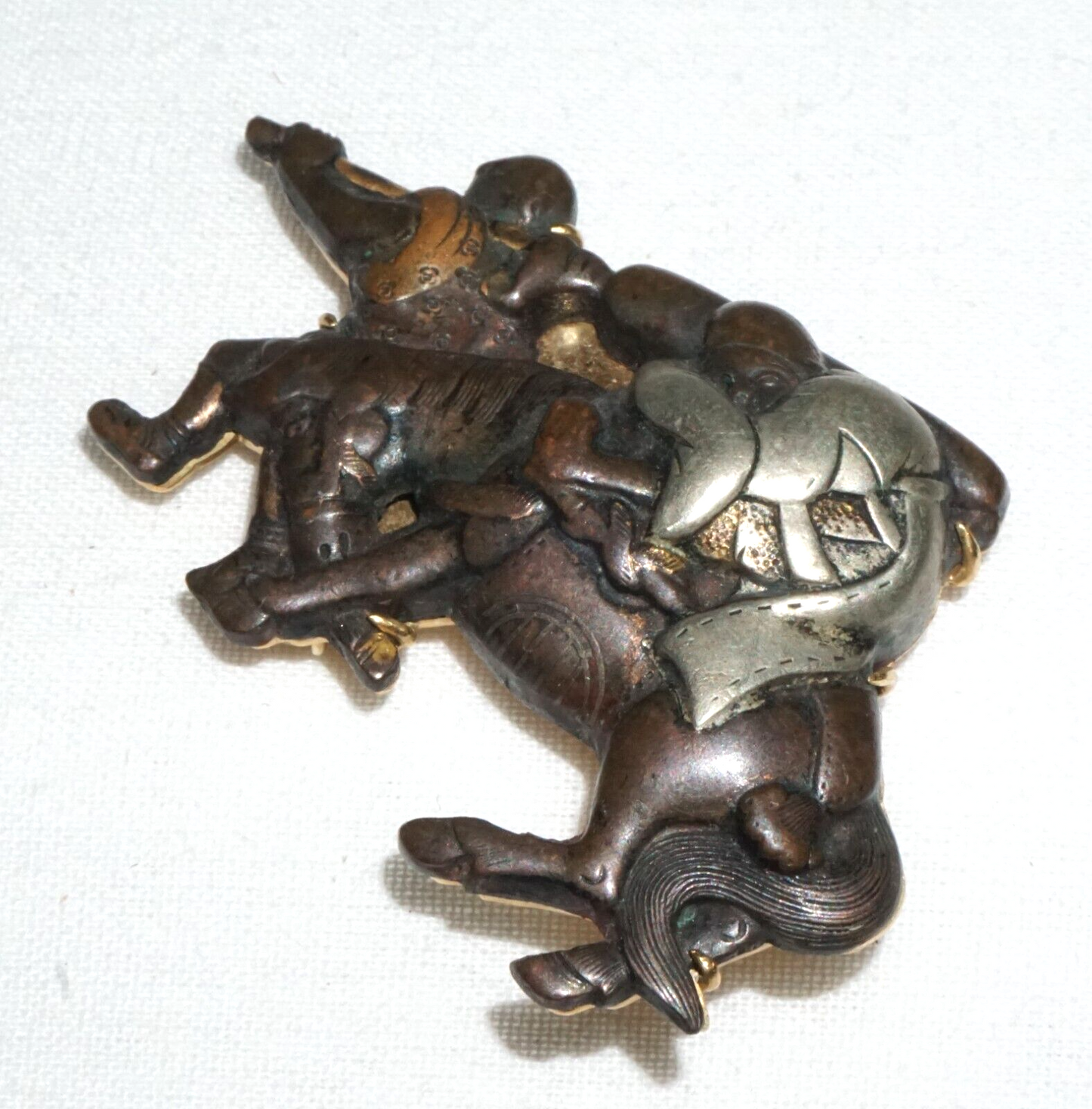 Antique Japanese Menuki set 18k Yellow Gold Brooch Pendant by Gump's (GeB)#8