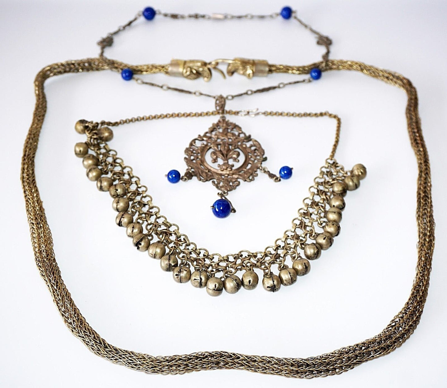 3x Indian Style Mixed Bead & Metal Chain Necklaces by Yasue Yamada (Yam)#9