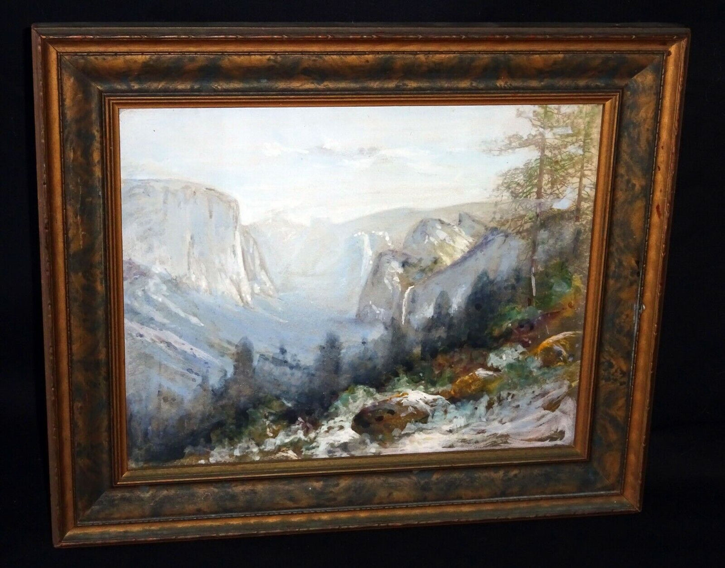 1924 California Gouache Painting on Paper "Yosemite Valley" by J.M. (HeN)