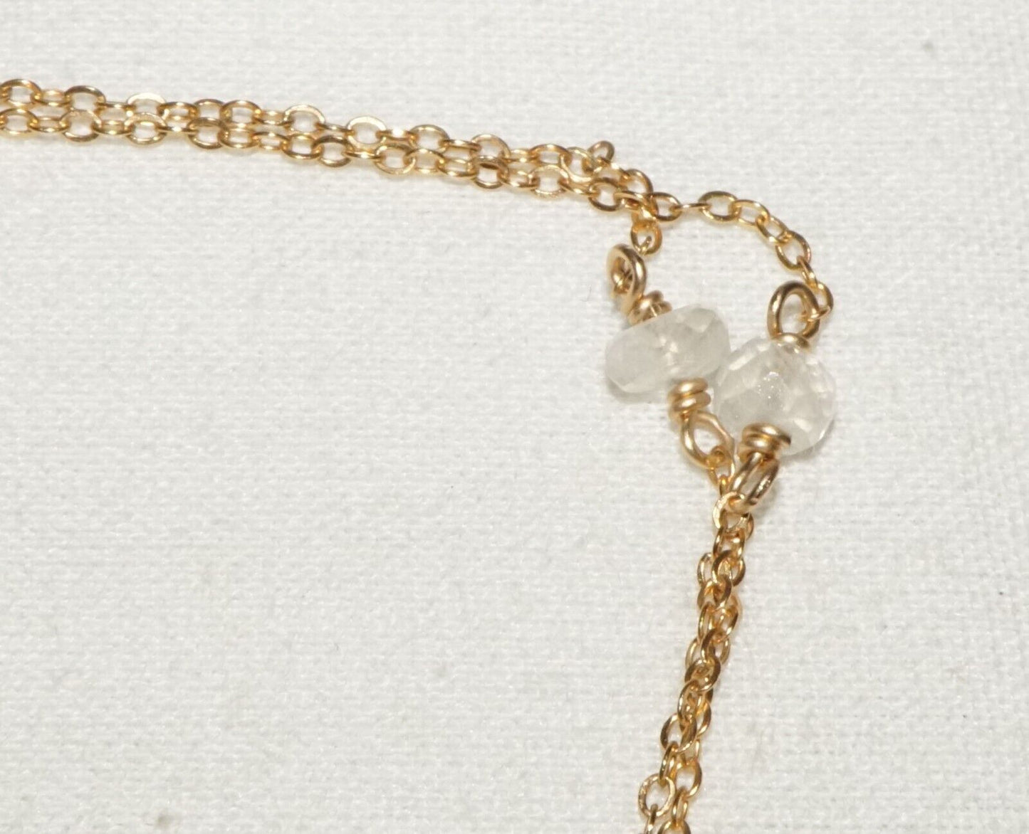 Vintage 14k Yellow Gold Chain Necklace set w. 10x Crystal Beads (KiL)