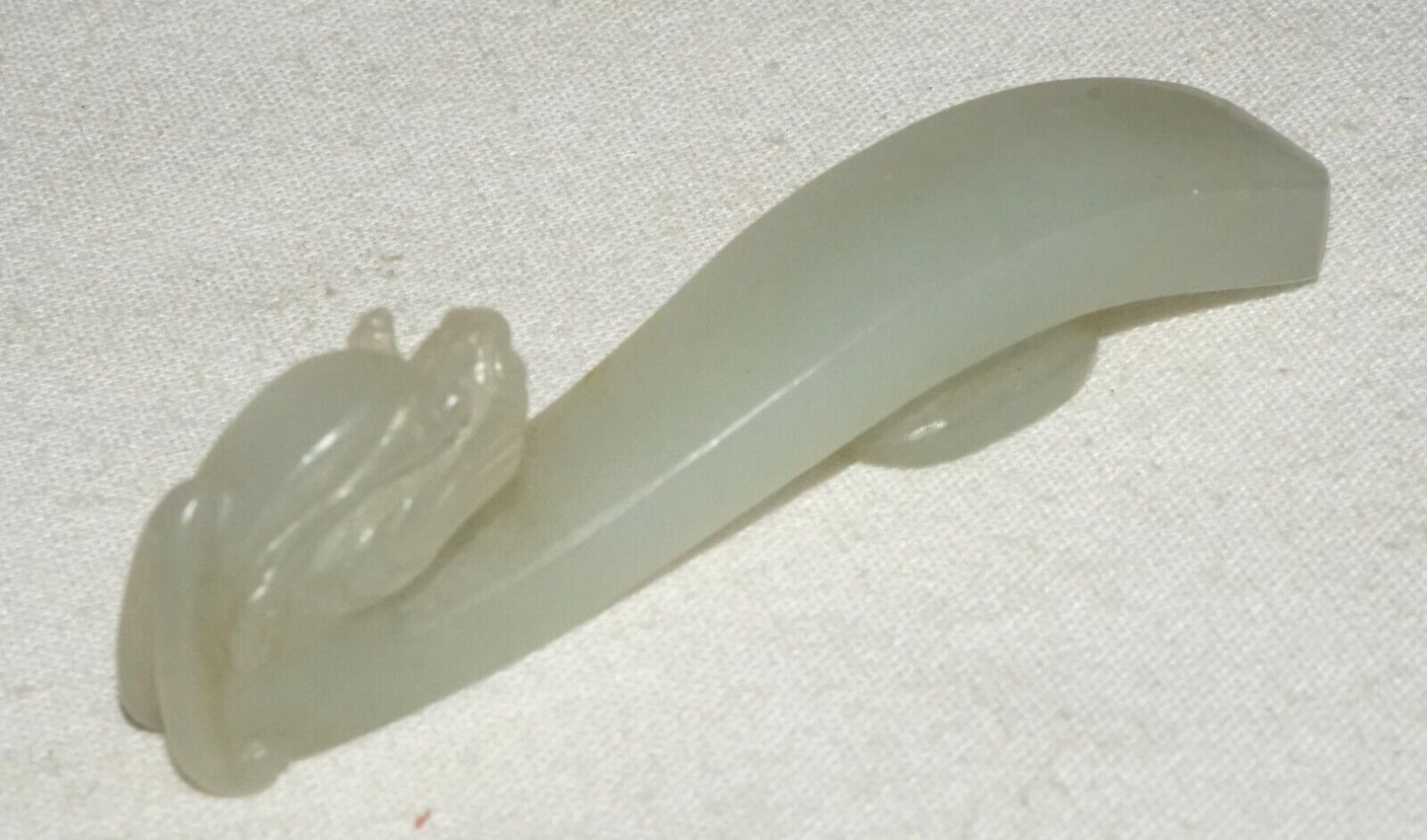 Antique Chinese Grey Green Nephrite Jade Dragon Belt Hook (UVi)#11
