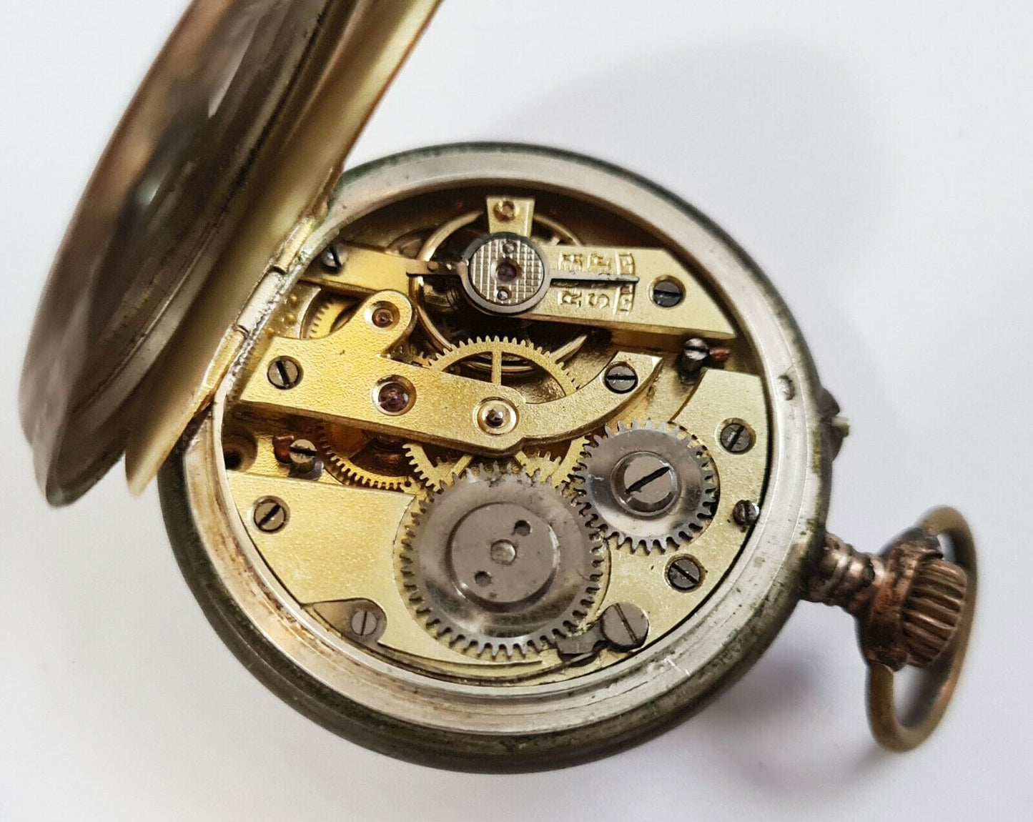 Vintage German Silver Ladies Half Hunter Pocket Watch unknown maker (AHB)