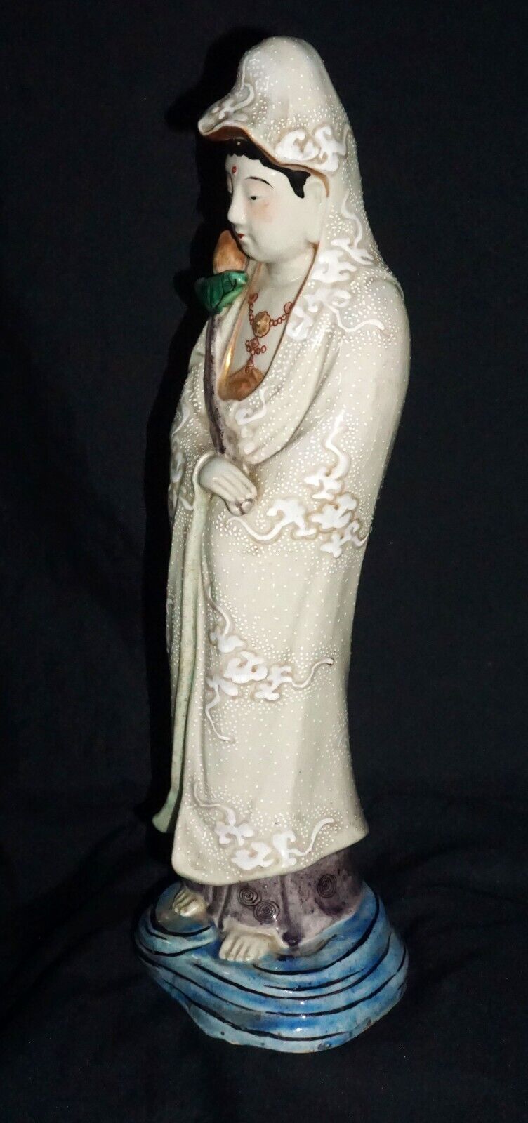 Antique Japanese Kutani Guan Yin Edo Statue- Meiji 19th Century (MiM)