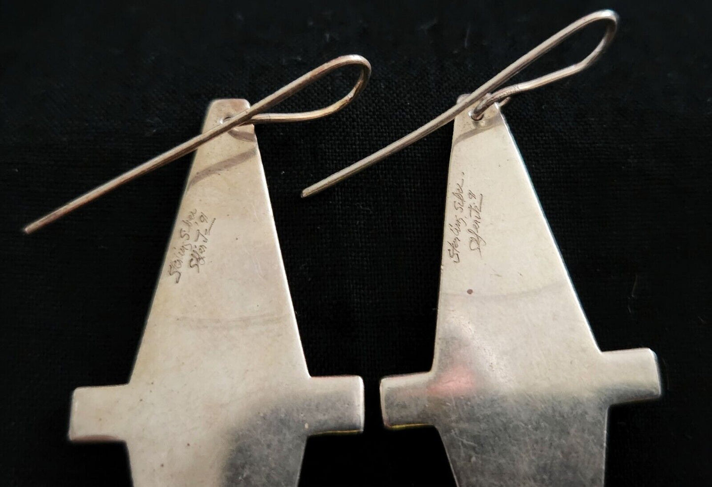 Hawaii Modernist Diamond Shaped Sterling Silver Earrings Stephen Geritz (WoJ)