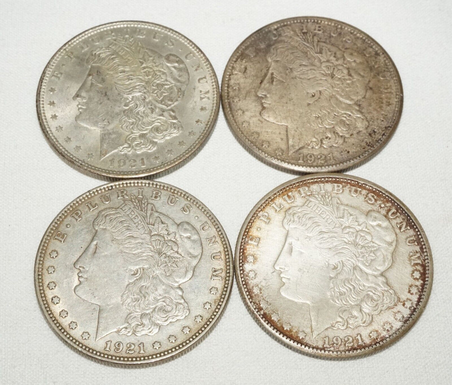 4Pc 1921 US Circulated $1 Silver Morgan Dollar Coins (KiL)