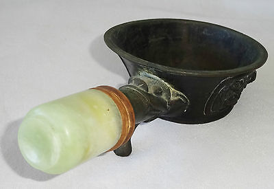 19CT Chinese Bronze Iron with Wood & Hard-stone Handle (Lan)