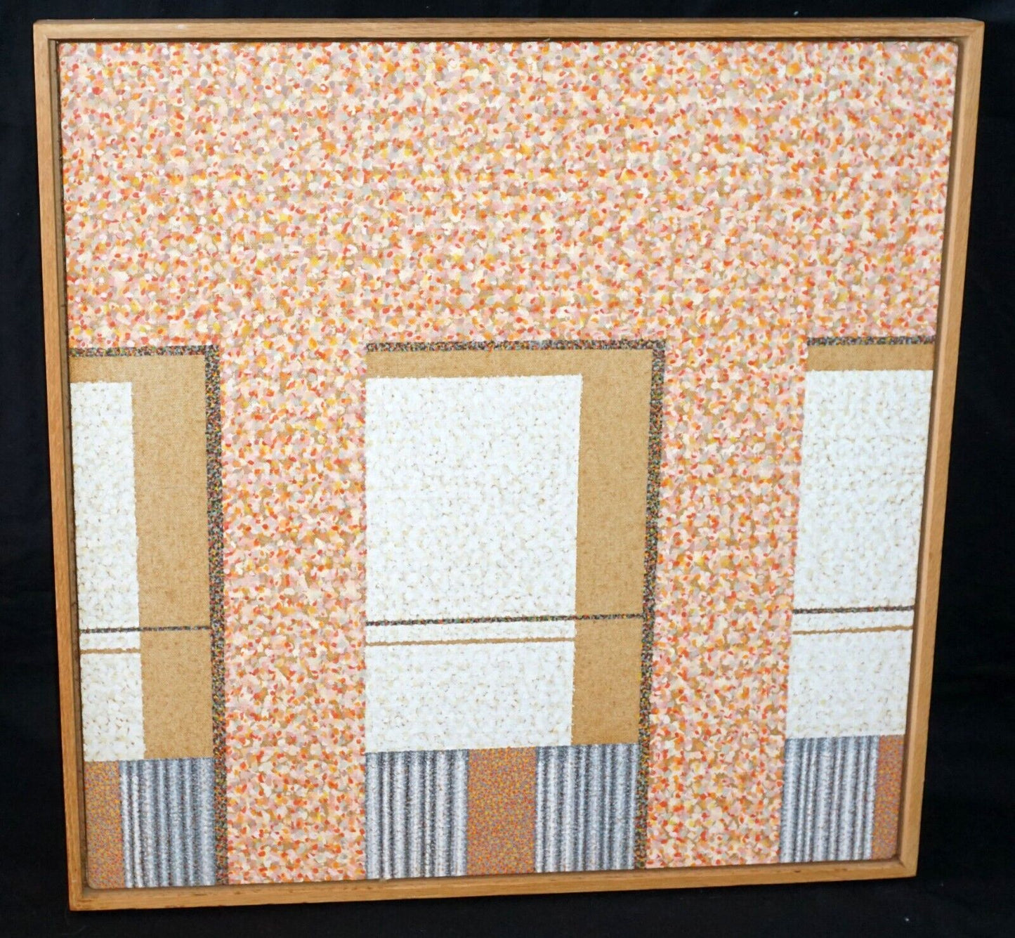 '72 US Oil Painting Orange Tan & Grey Windows Michael Vinson Clark (B 1946)(PaR)