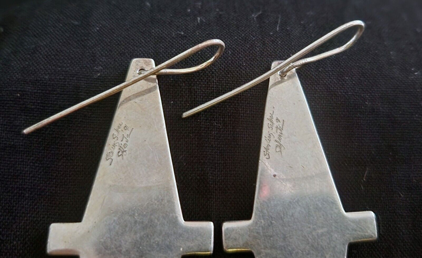 Hawaii Modernist Diamond Shaped Sterling Silver Earrings Stephen Geritz (WoJ)