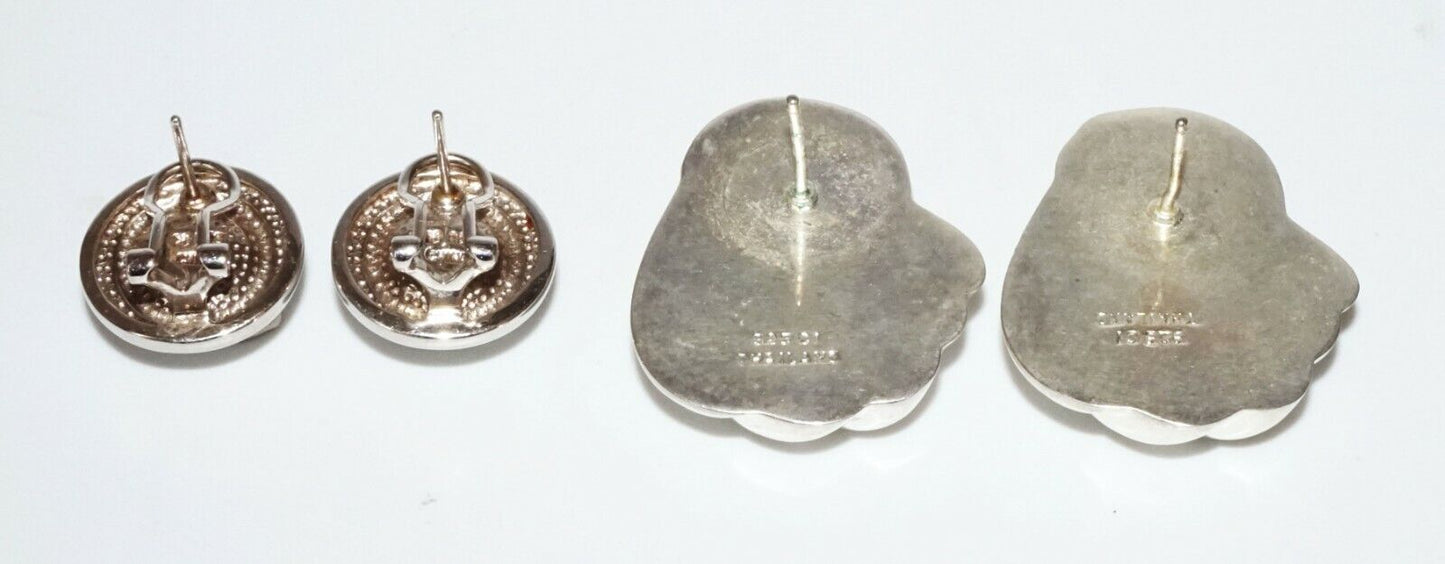 2x Pairs Vintage Thai & China Sterling Silver & Pearl Earrings (SaR)#381