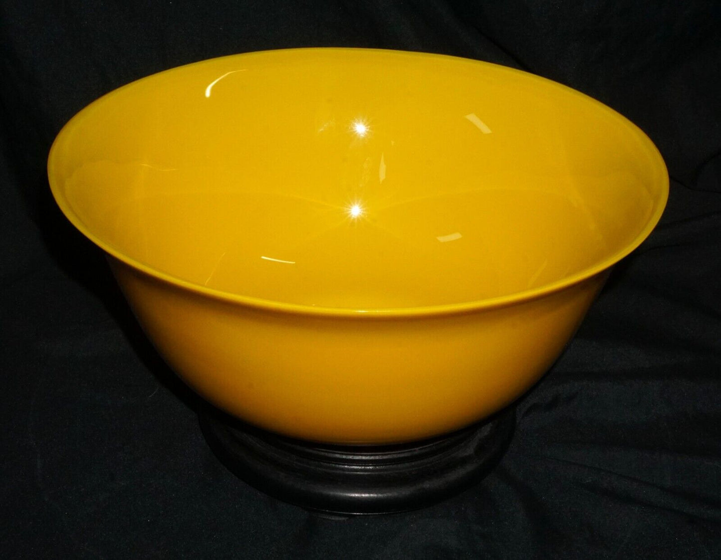 18/19C Chinese Qing Marked LG Yellow Peking Glass Bowl & Stand Qianlong (MiM)