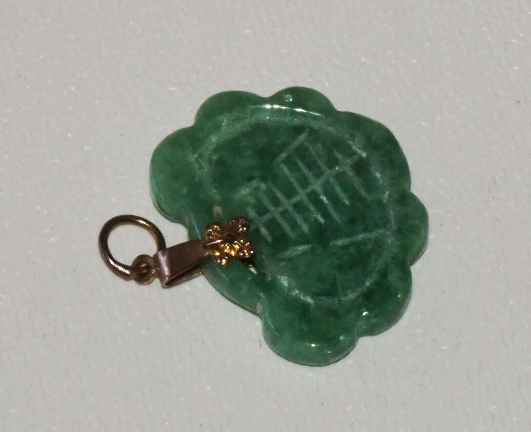 20C Chinese Green Jadeite Jade Locket Motif Carved Pendant w. Bail (Wkoc) P5