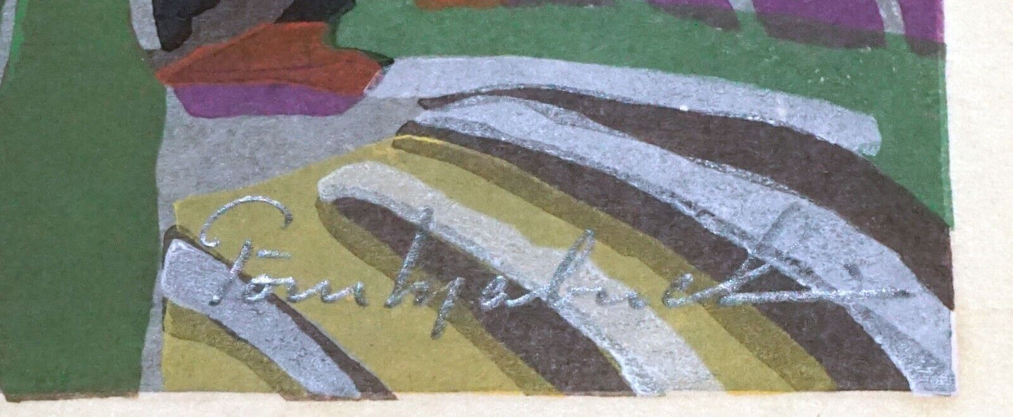 50s Japanese Woodblock Print Sprint Mountains Mabuchi Toru (1920 - 1994) (SeF)
