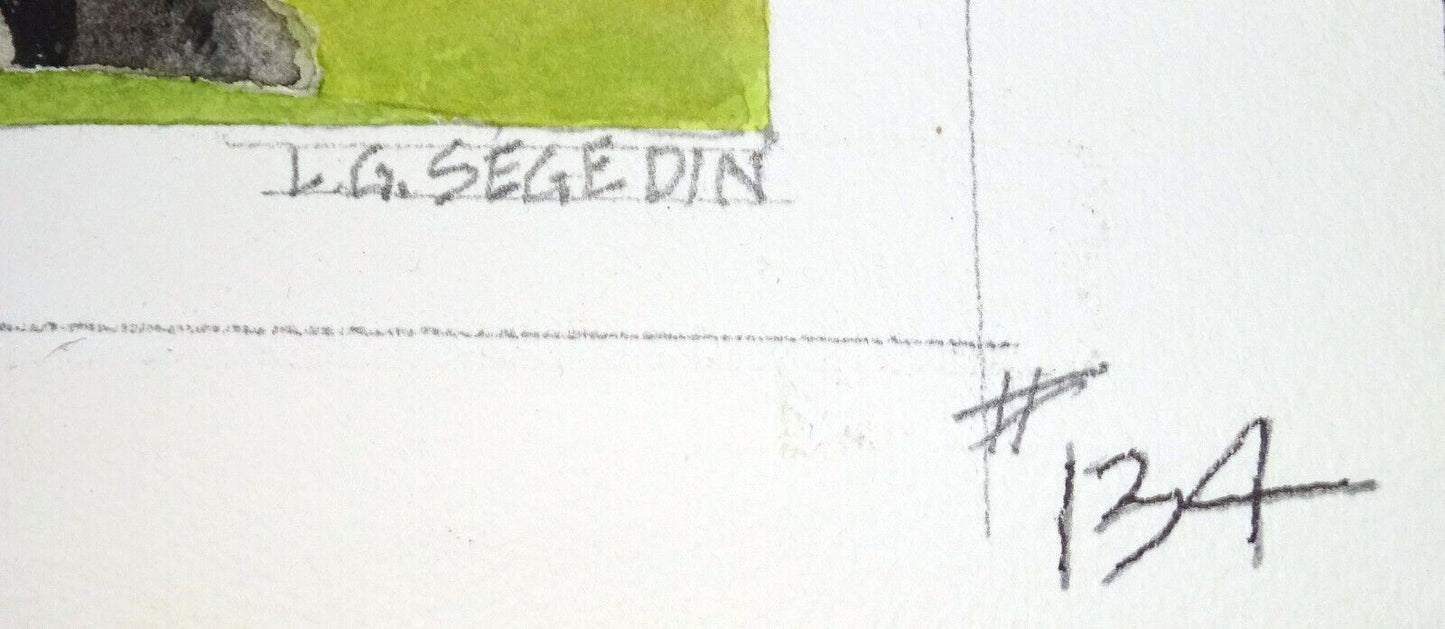 Hawaii Watercolor Painting Golfing & Volcanic Eruption Hawaii by L. Segedin #134