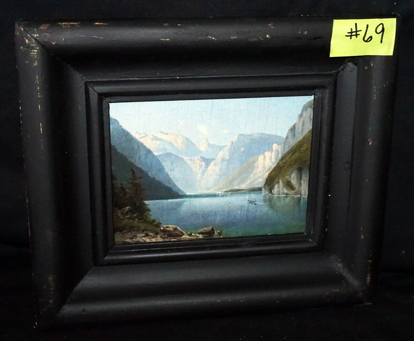 1876 German Oil Painting "Königssee & Alps" by Bernhard Fiedler (1816-1904)(***)