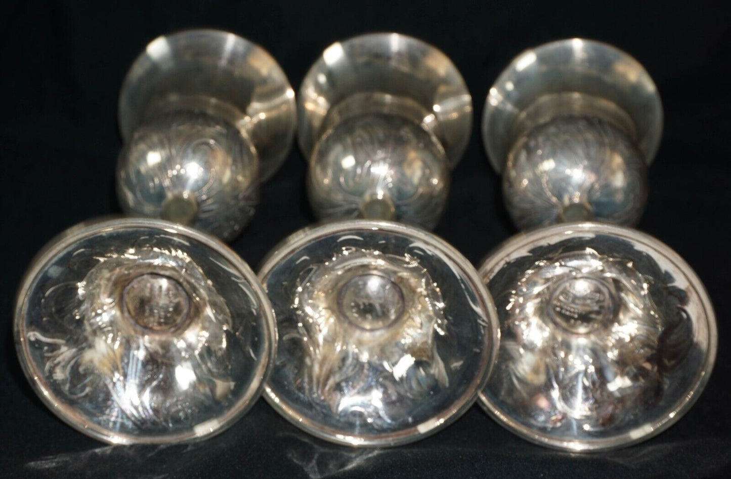 3 Pc Vtg Italian Mazzucato Cesellato A Mano Sterling Silver Goblets 1 of 2 (MaC)