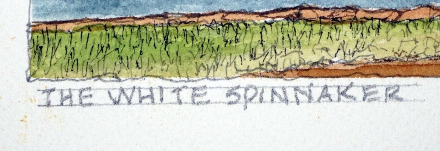 Hawaii Watercolor Painting "The White Spinnaker @Ala Wai Harbor" L. Segedin #75