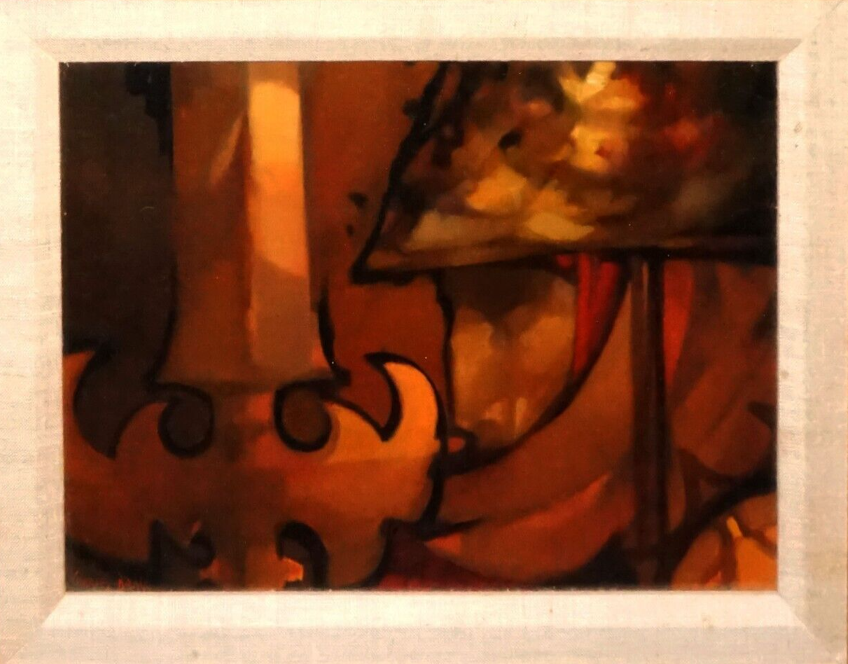 Vintage American Oil on Board Helmeted Warrior w Spear by Charles Bragg (ASL)