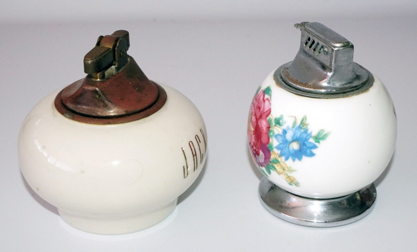 2x Vintage Speciality Table Lighters Bone China & Jack Globe Lighter (Wel) #20
