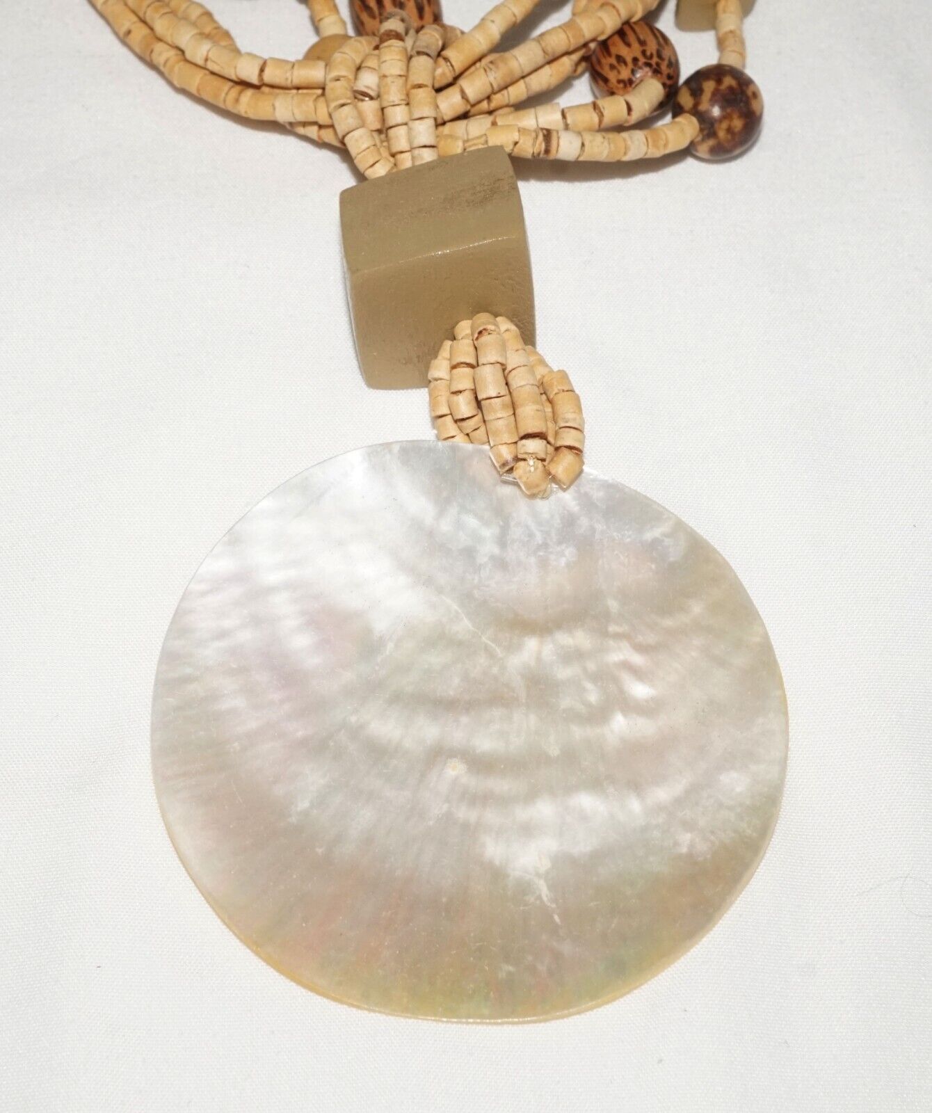 Beaded Multi Strand + Statement Abalone Shell Necklace & Earrings (MaM)4