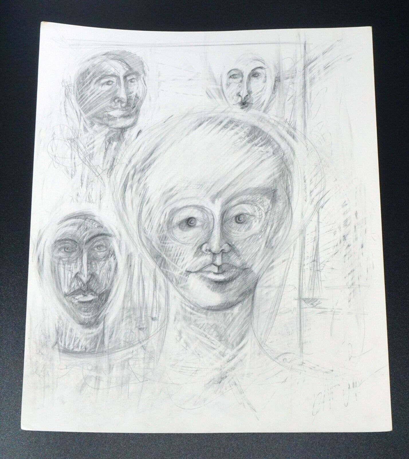 France Hawaii Outsider Art Pencil Drawing Bulbous Figures Claude Vedel (EtJ)#22