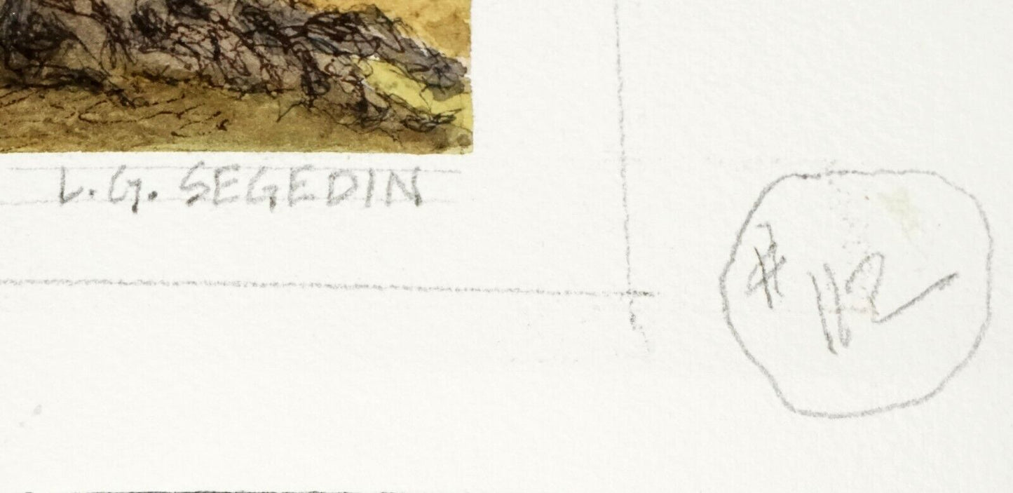 Hawaii Watercolor Painting "Chinaman's Hat & Beach Trees" by L. Segedin #112