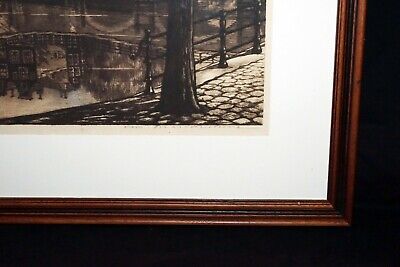 Vtg. Dutch Large Etching Print Amsterdam by Cornelis Brandenburg (1884-1954)(***
