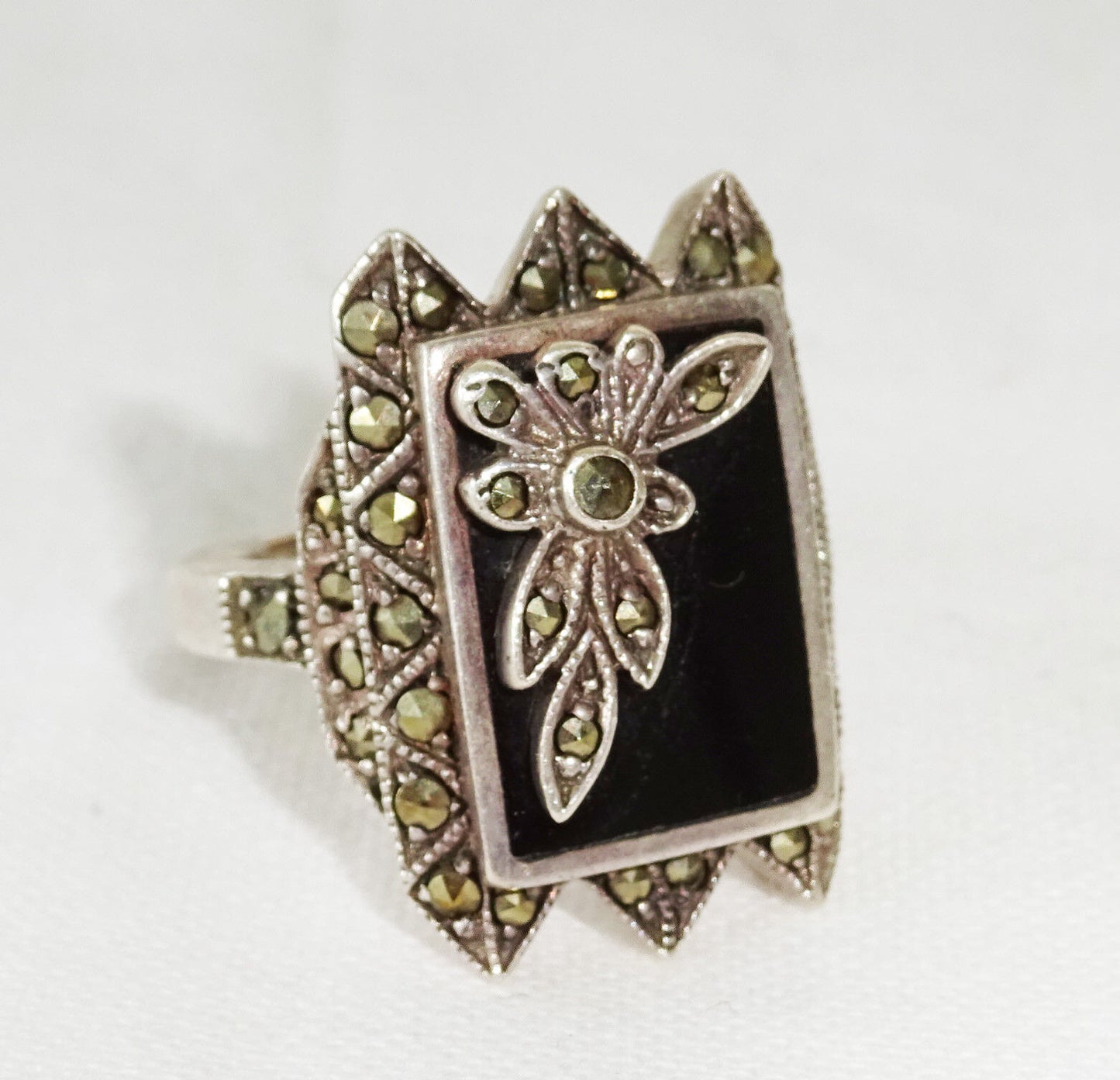 5x Vintage Sterling Silver Rings Sz 6 & 8, Celtic, Onyx, French, Feet Motif(Pir)