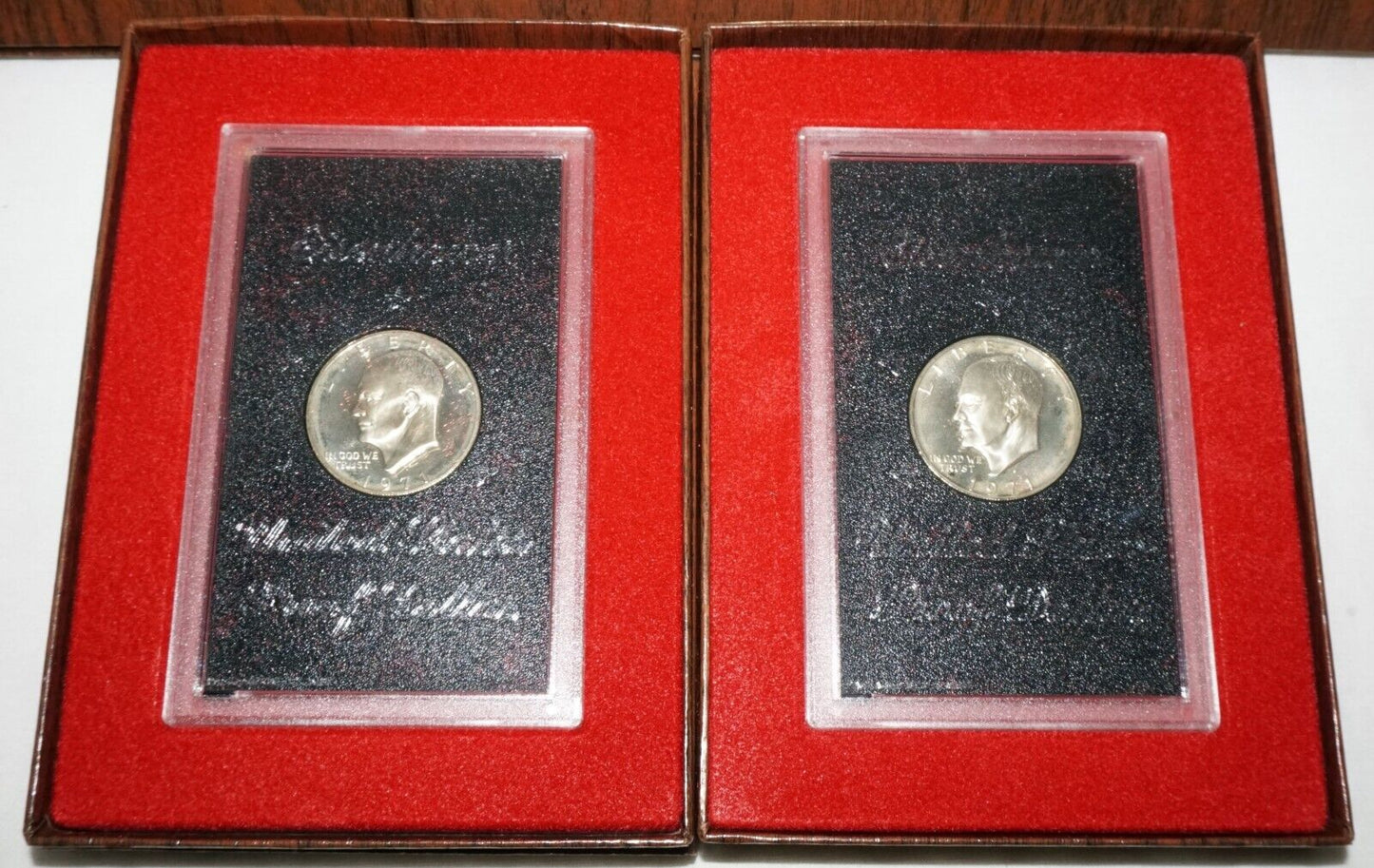 5Pc 1971 US Eisenhower Uncirculated Proof $1 Silver Coin in Case (KiL)