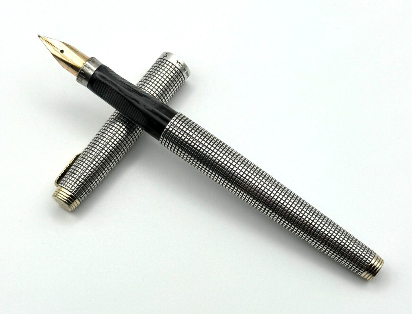 Vintage Sterling Silver Parker 75 Fountain Pen w 14K Nib Made in USA (MiM)