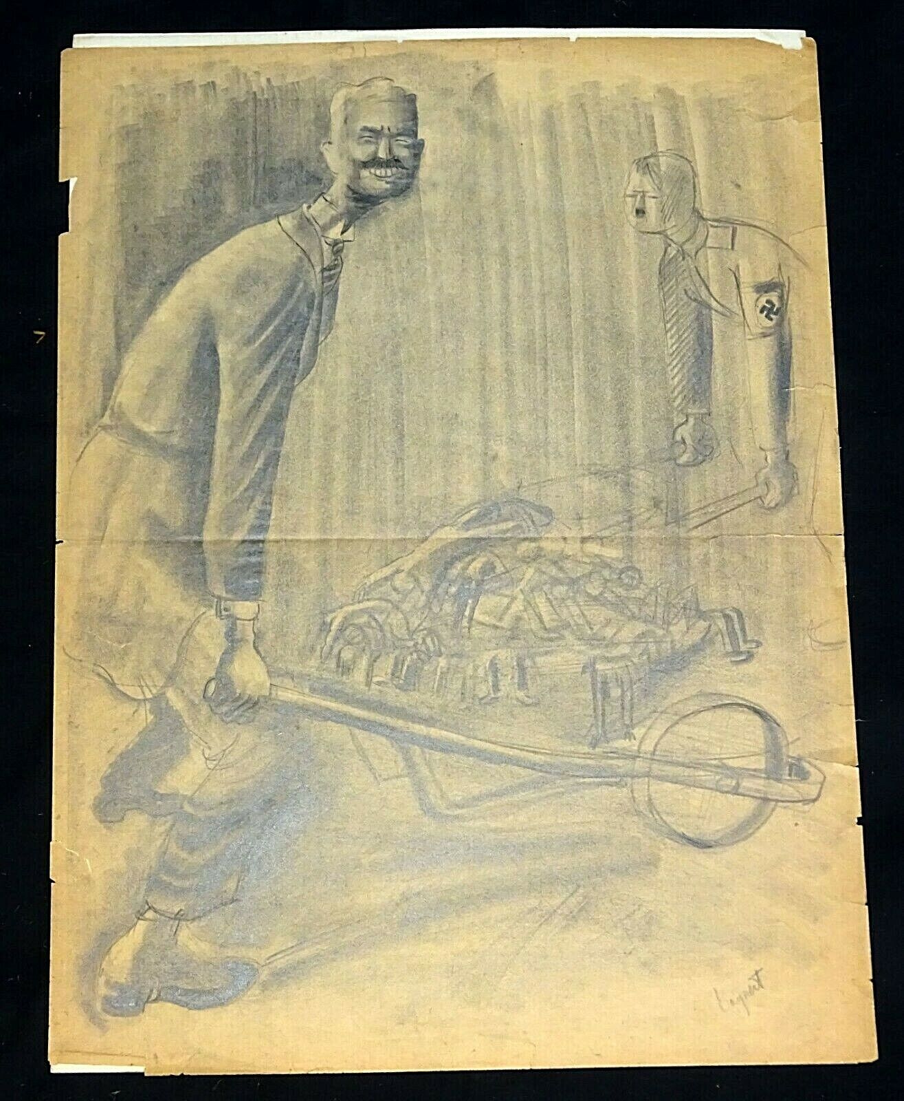 1940s Expressionist Pencil Drawings Fascist Caricatures by Boydan Baynert (CuM)