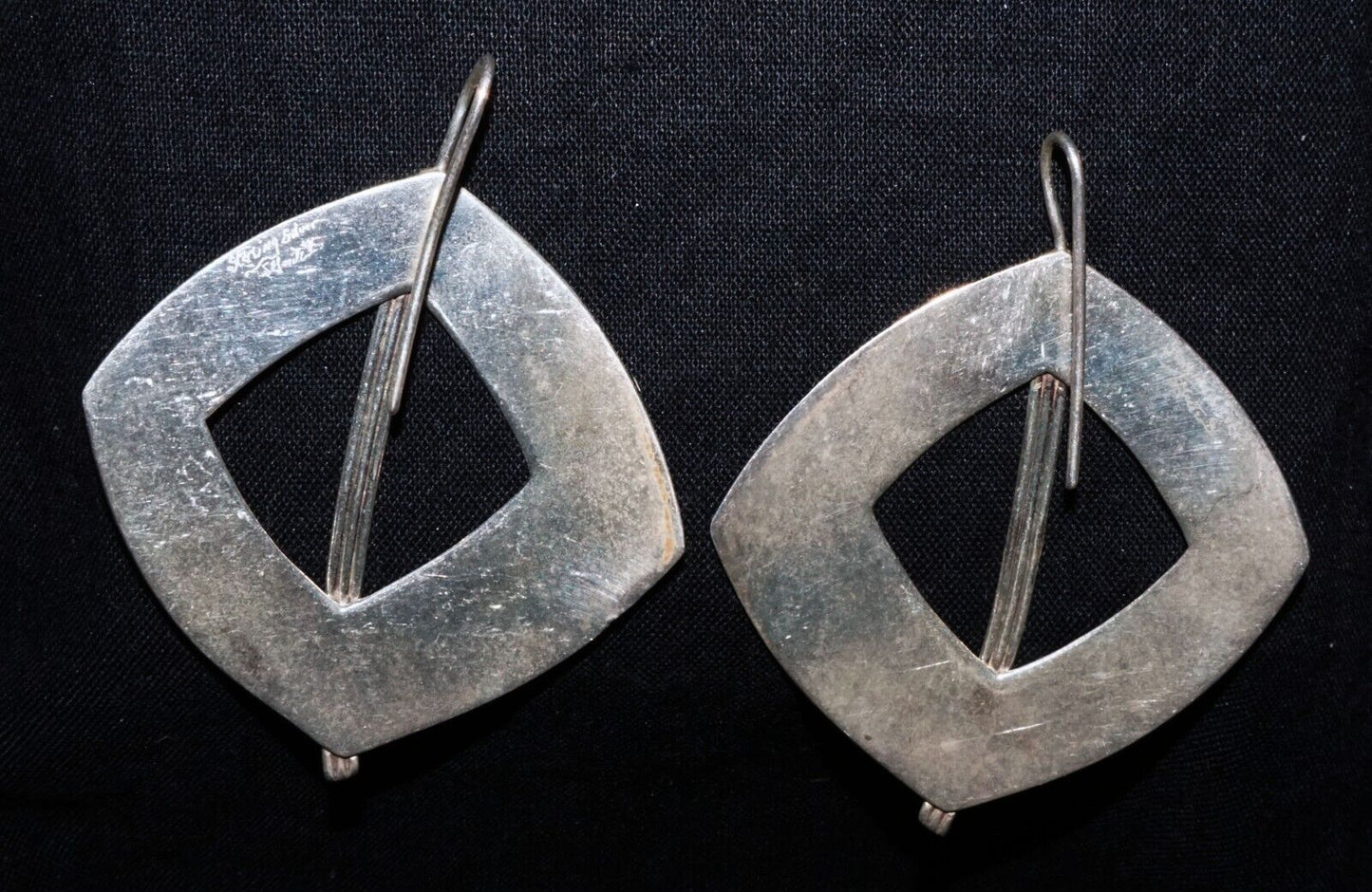 Hawaii Modernist Square & Bar Motif Sterling Silver Earrings Stephen Geritz (WoJ