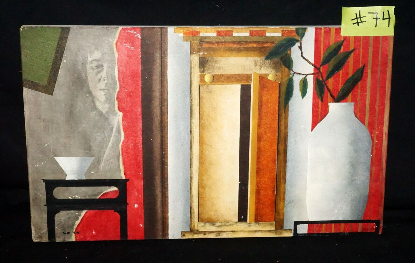 1979 Hawaii Oil on Canvas Still Life Painting "Vase & Face" signed D.R. (***)