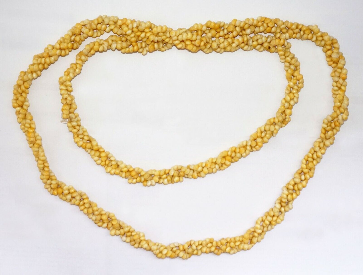 Vintage Pacific 3x Single Strand Braided Yellow Mini Shell Lei Necklace (CuM)