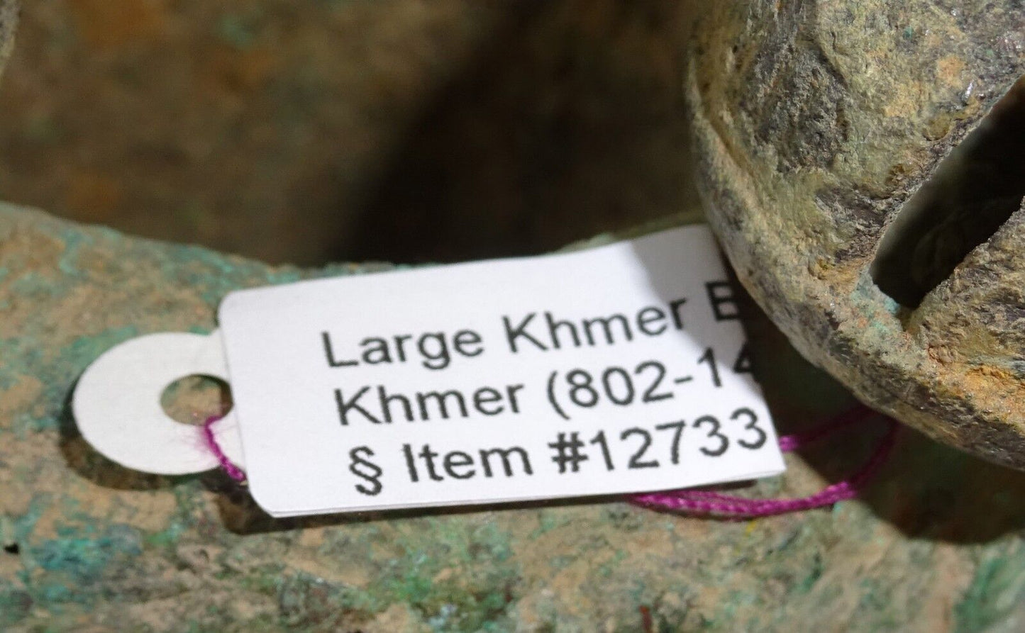 8-14C Cambodian S.E. Asian Khmer Excavated Large Bronze Bell Bracelet (Mil)