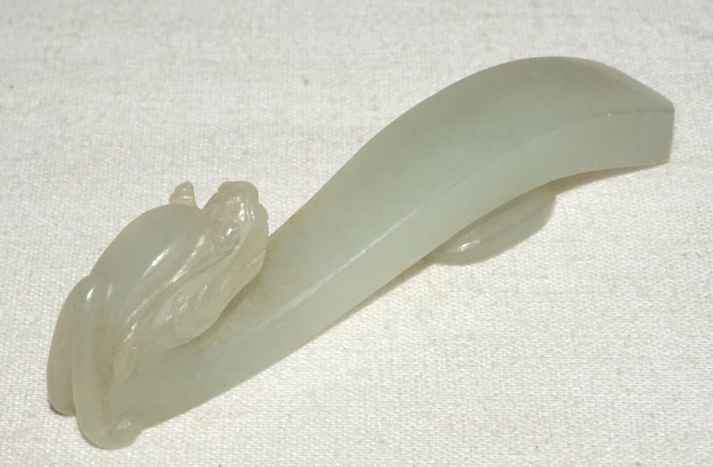 Antique Chinese Grey Green Nephrite Jade Dragon Belt Hook (UVi)#11