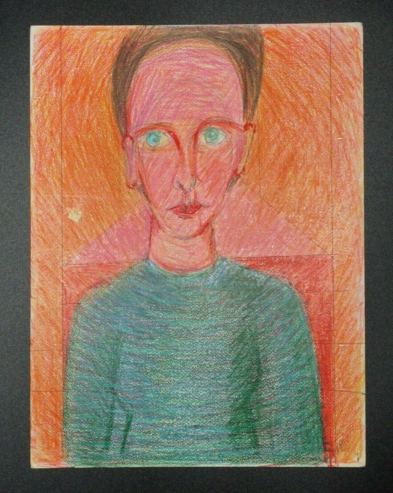 France HI Outsider Art Color Pencil Painting Portrait by Claude Vedel (EtJ)#67