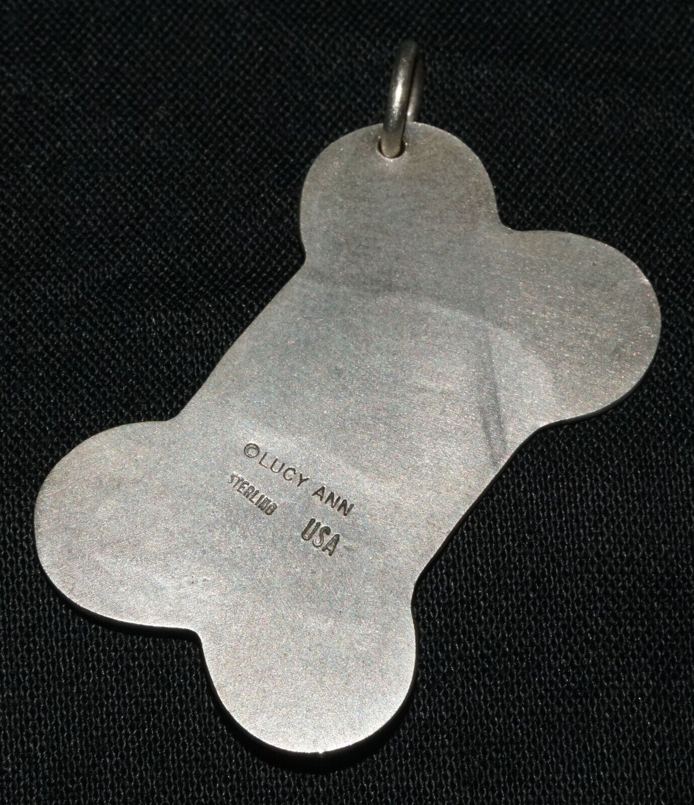 Vintage Sterling Silver Bone Design Dog Tag w. Kalua Name by Lucy Ann (OdC)