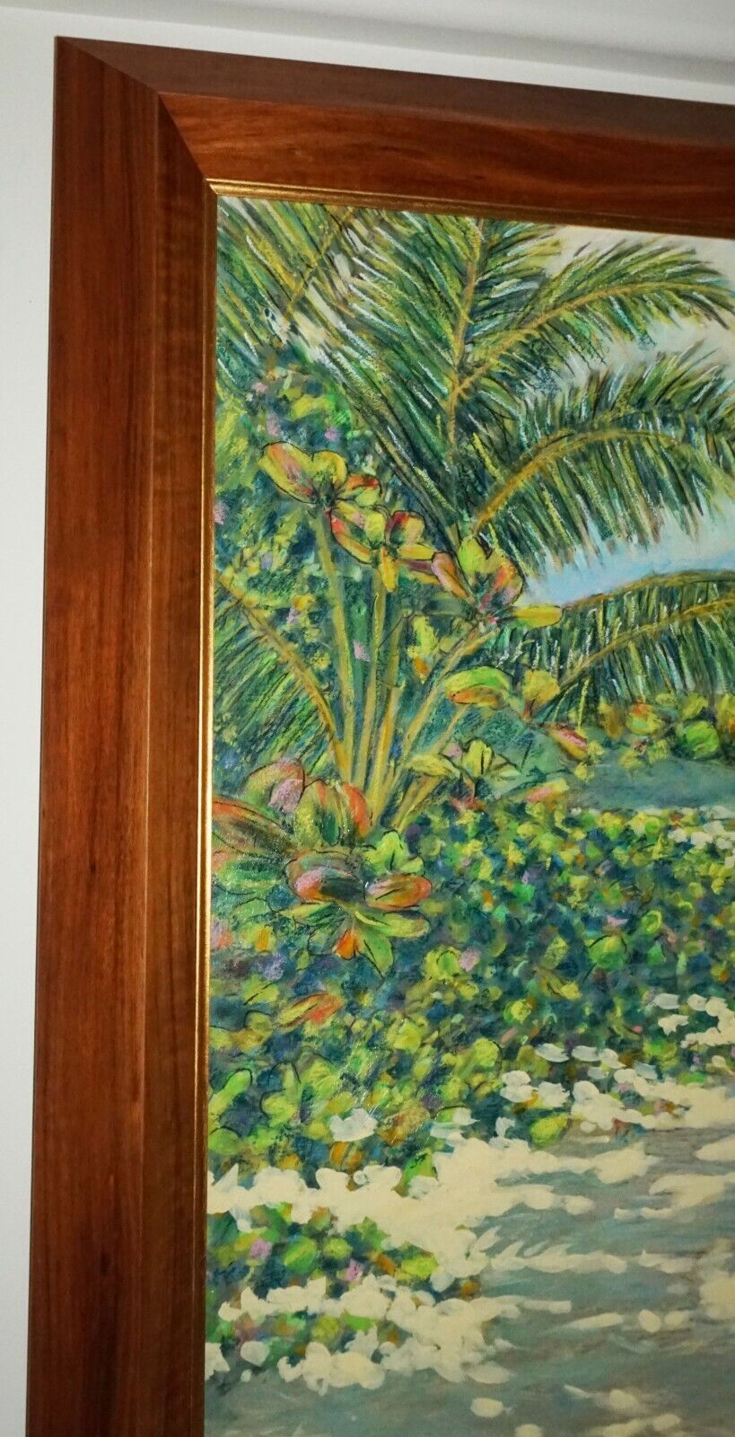 Hawaii Oil Pastel Painting 36"x78" Portlock from Kahala by Russell Lowrey (BaV)