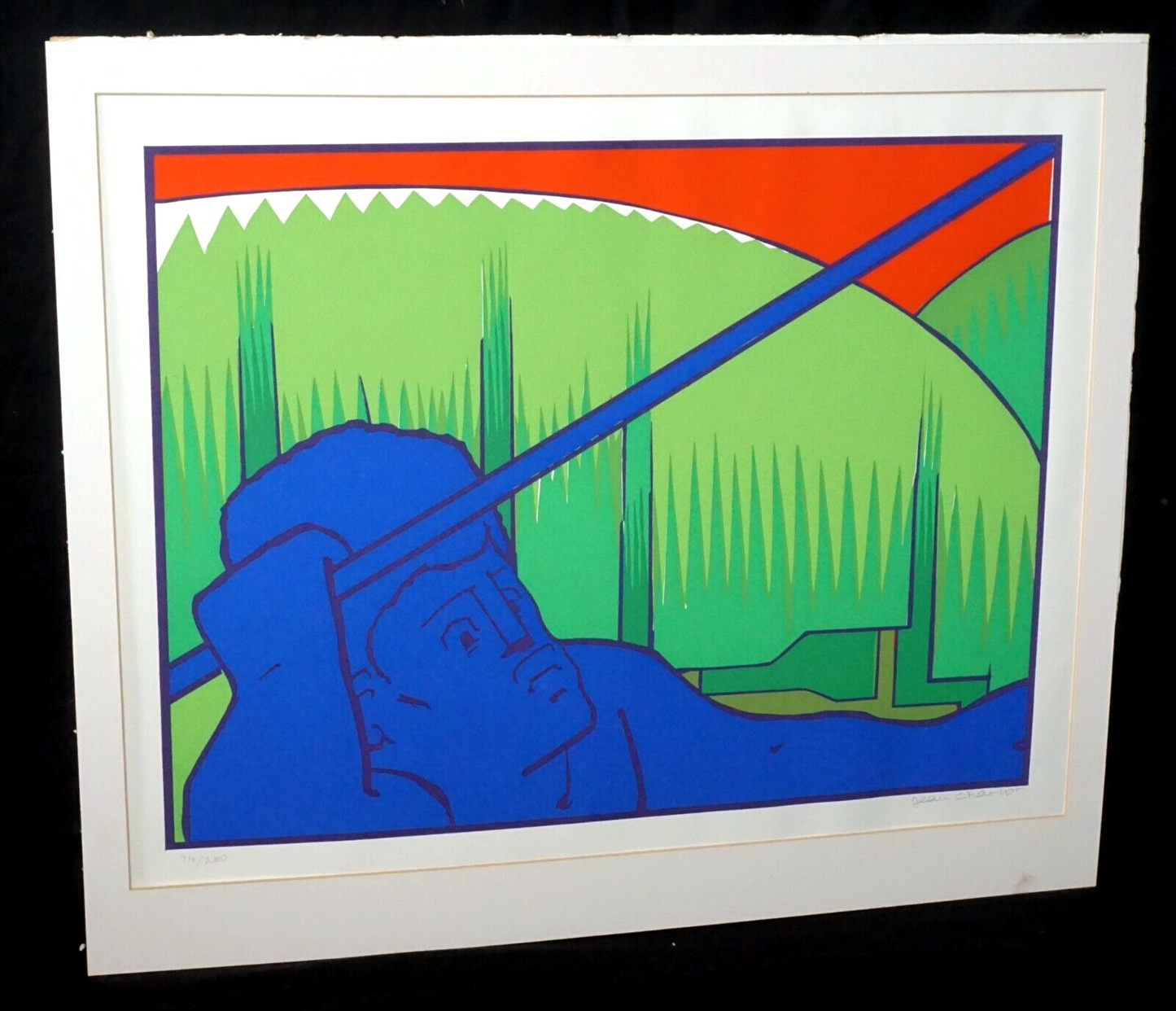 70s Hawaii Silkscreen Print 74/200 Spear Thrower Jean Charlot (1898-1979) (FeH)