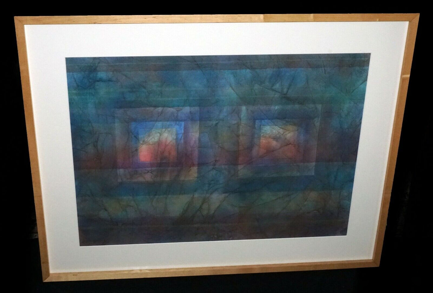 '03 Hawaii Modernist Watercolor Painting Square Eyes by Charles Eisho Higa (HeN)