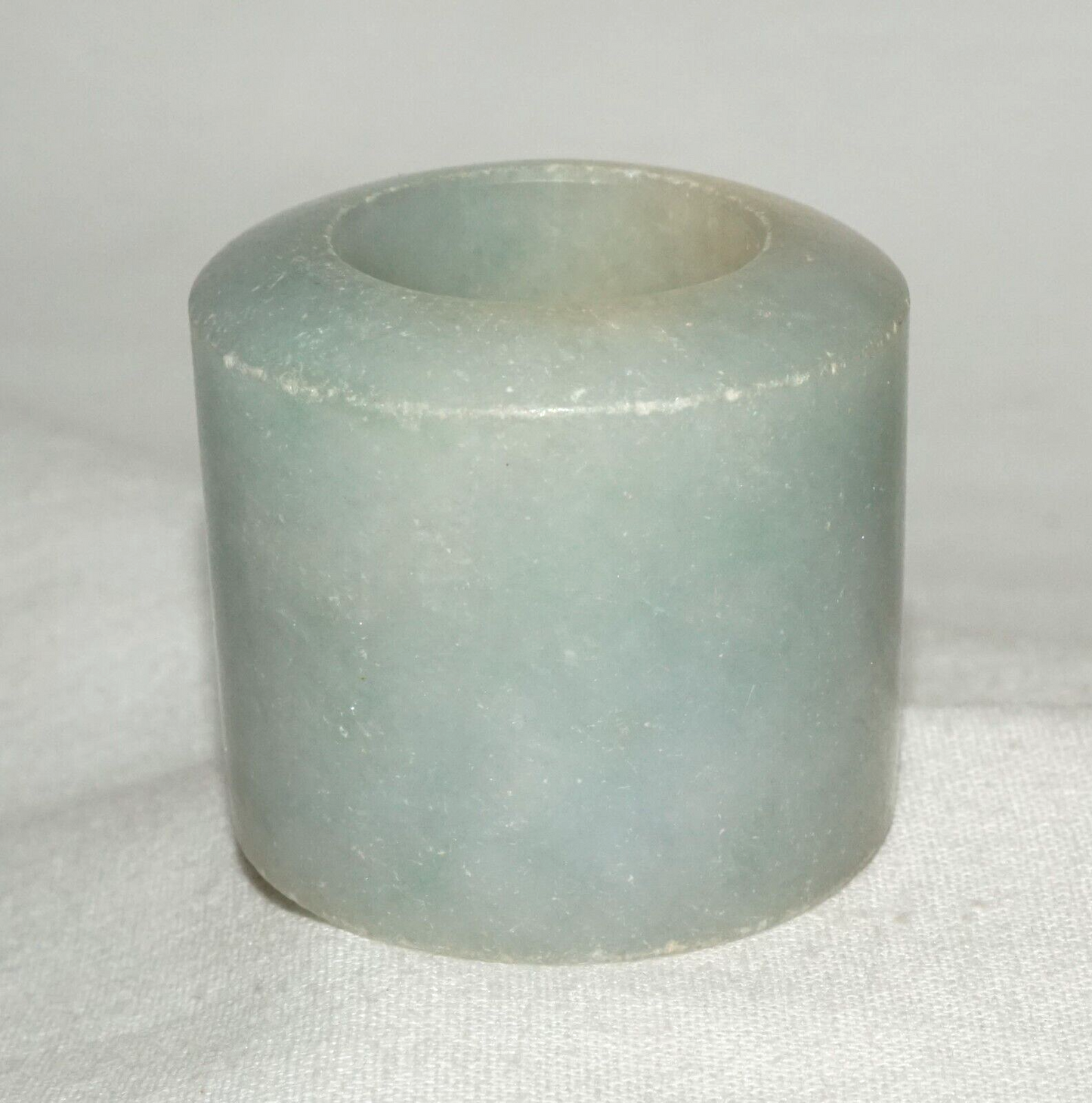 Antique Chinese Well Worn Blue Grey Jadeite Jade Archers Ring Sz. 11 (Les)L21