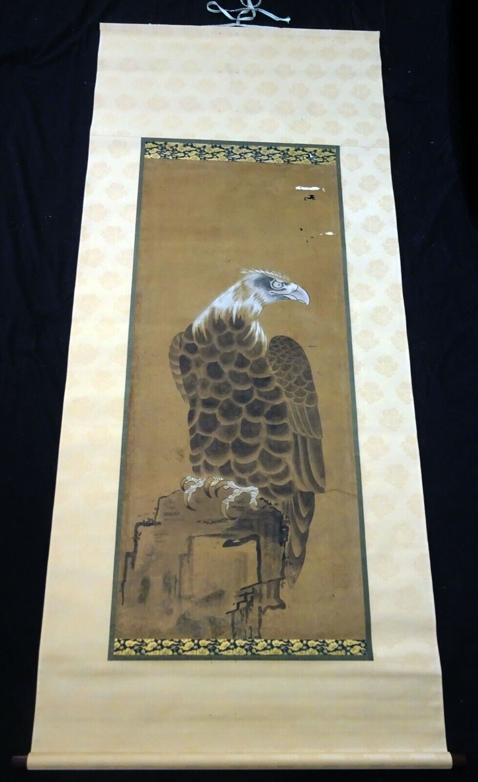 1850s Japanese Scroll Painting of a "Hawk Bird of Prey" from Samurai House (Fuj)